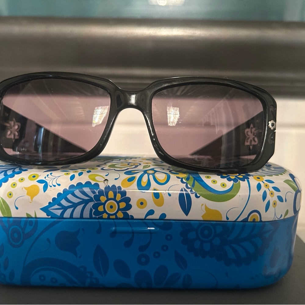 Black Sunglasses with Floral Case